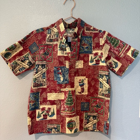 2009 Christmas Reyn Spooner Mele Kalikimaka Boys Pullover size L Red - Picture 1 of 7